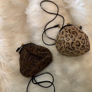 Americana by Sharif leopard print crossbody matte gold finish hardware leather